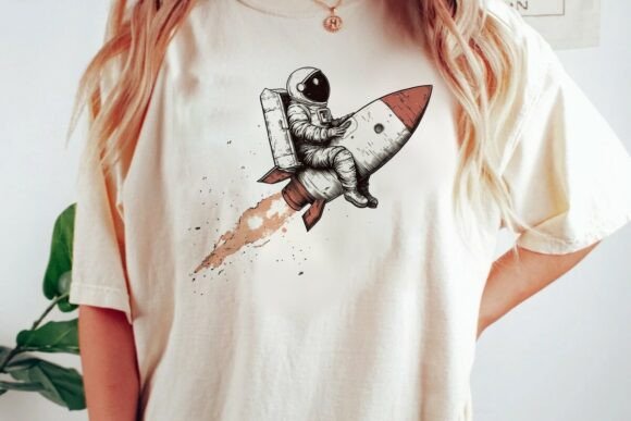 Astronaut Riding Rocket Ship Graphic: Bold Visual Storytelling