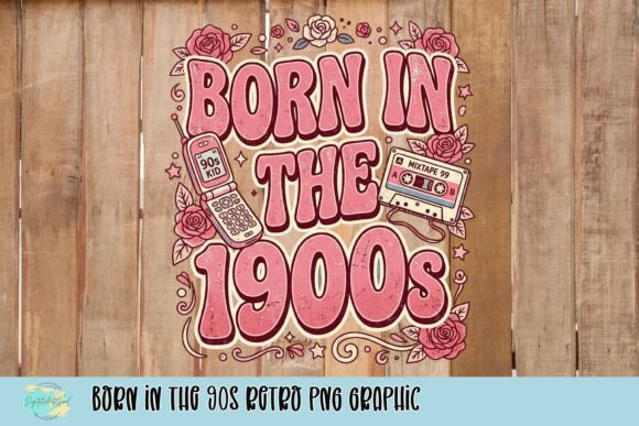 Born in the 90s Retro PNG Graphic: A Nostalgic Design Asset