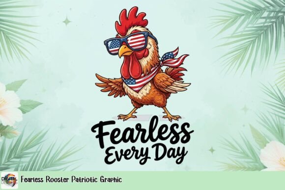 Fearless Rooster Patriotic Graphic: A Bold Design Asset