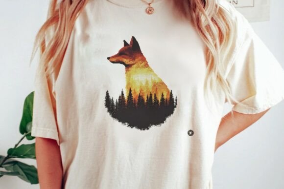 Fiery Fox Silhouette Forest Graphic Png: A Bold Design Asset