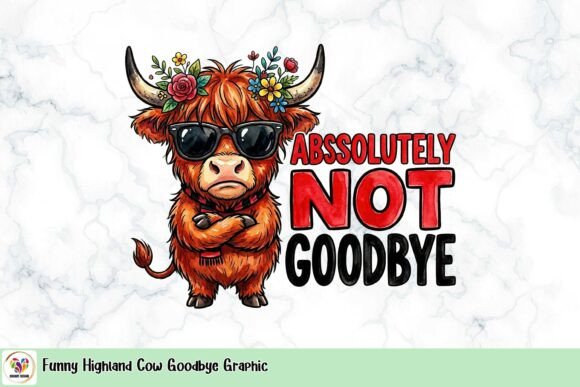 Funny Highland Cow Goodbye Graphic: A Playful Farewell Design