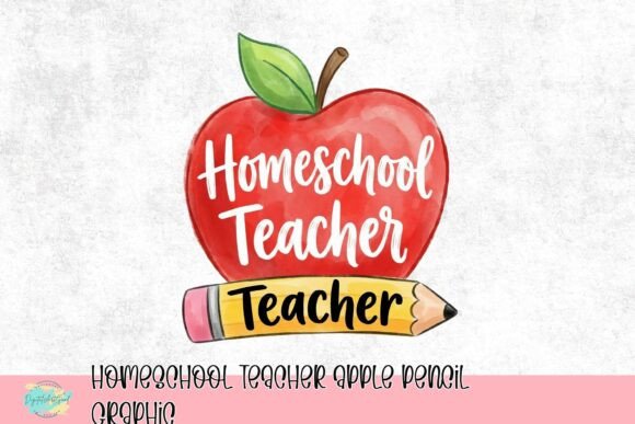 Homeschool Teacher Apple Pencil Graphic: A Fresh Visual Asset