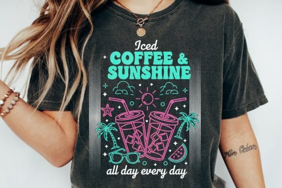 Iced Coffee Sunshine Summer Graphic Tee: A Designer's Go-To for Lively Branding