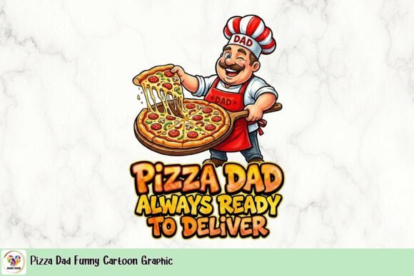Pizza Dad Funny Cartoon Graphic: A Slice of Design Delight