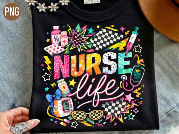 Retro Nurse Life Sublimation Graphic PNG: A Design Asset with Character