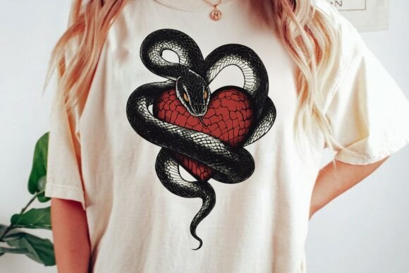 Snake Heart Embrace Graphic Art Png: A Bold Design Asset