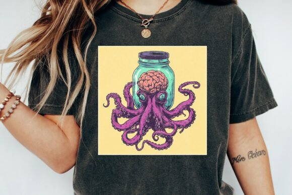 Unleash the Kraken: The Octopus Brain Jar Graphic Png