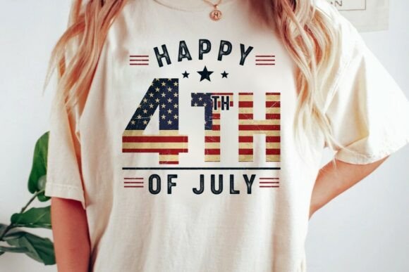Vintage USA Flag 4th of July Graphic Png for Projects